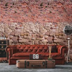 An eye catching faux effect mural that gives the look of an exterior red brick wall. Supplied as 3 drops on a 53cm wide roll. Mural can be repeated sidetoside if desired. Old Brick Wall, Red Brick Wall, Natural Stone Wall, Stone Wallpaper, Old Bricks, Brown Wallpaper, Wallpaper Direct, Wallpaper Living Room, Brick And Stone