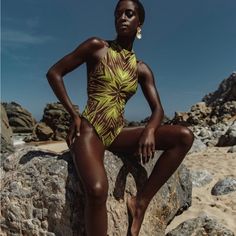 Nwot Still Has The Protective Liner On Features A High Cut Look, Halter Neck, And Fun Print It’s Also Slightly Padded Size S Nigerian Fashion Designers, Swimwear Photoshoot, Andrea Iyamah, Special Event Dresses, Swimwear Store, Green Swimsuit, Wild Woman, Beach Swimsuit, Swimsuit Fashion