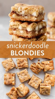 a stack of snickkerdoodle blondies on top of a table