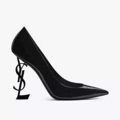 Saint Laurent Opyum 110 Black Leather Pointed Toe Pumps Ysl Logo Heels - Nwt 06/24-B15 Eu 36/Us6 100% Calfskin Leather Made In Italy Total Heel Height: 11 Cm / 4.3 Inches Leather Sole Graduation Heels, Gold Platform Heels, Chanel Heels, Ysl Heels, Ysl Shoes, Ysl Logo, Black Pumps Heels, Saint Laurent Shoes, Leather High Heels