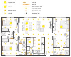 the floor plan for an apartment with two separate rooms and three different areas to each room