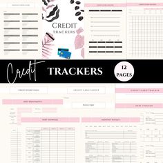 the front and back pages of a printable credit tracker