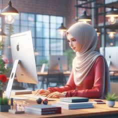 Muslimah Illustration, Cute Hijab Cartoon Wallpaper, Dad Drawing, Job Pictures, Anime Hijab, Cartoons Dp, Teaching Online, Coworking Office, School Murals