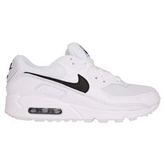 PRICES MAY VARY. Rubber sole Womens Air Max 90, White Running Shoes, Black And White Sneakers, Road Running, Nike Air Max 90, Sleek Look, Cute Shoes, Low Top, Air Max