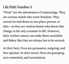 a poem written in black and white with the words'life path number 5 '