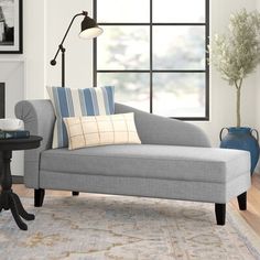 a living room scene with focus on the chaise