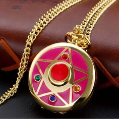 Sailor Moon Pentacle Quartz Pocket Watch Necklace - Fashionable Cosplay Costume Pendant For Women And Girls - Perfect Gift Idea Sailor Moon Accessories, Gold Themed Jewelry For Cosplay, Juicy Couture Watch, Moon Pentacle, Moon Accessories, Pocket Watch Necklace, Uniqlo Bags, Apple Watch Accessories, Leather Watch Bands