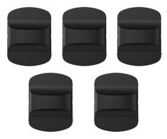 six black plastic furniture pieces on a white background