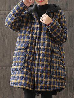 SkuCY-!96453Material<50%Cotton Padding<50%Cotton StyleLoose , High-low , Long Sleeves FeatureDrawstring , Quilted , Plaid , Split-joint NecklineHooded OccasionGoing out , Casual , Simple , Vintage SeasonsSpring , Autumn , Winter TypePadded Coat/Down Coat ColorRED,YELLOWSizeM,L,XL,2XL Please consult the size chart we provide for this item's measurements to help you decide which size to buy.Please note: There may be 1-3cm differ due to manual measurement.CMINCHBustShoulderSleeveLengthM110405786L11 Collared Yellow Winter Outerwear, Hooded Plaid Outerwear For Spring, Yellow Collared Winter Outerwear, Yellow Patchwork Outerwear For Winter, Winter Yellow Patchwork Outerwear, Yellow Button-up Winter Outerwear, Casual Plaid Patchwork Outerwear, Yellow Button-up Outerwear For Winter, Casual Yellow Cotton Outerwear