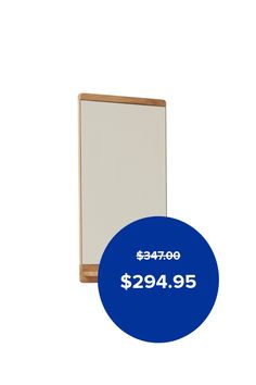 a white board with a blue circle around it that says $ 24 95 / sq