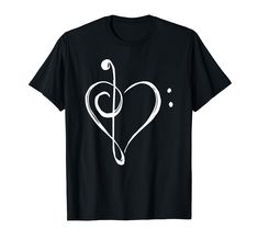 PRICES MAY VARY. When treble clef and bass clef come together, the ups and downs of music can make your heart beat fast. For music lovers, band members, musicians and people who just love concerts and always have music in their hearts. Lightweight, Classic fit, Double-needle sleeve and bottom hem Bass Clef, Womens Summer Shorts, Heart T Shirt, Geometric Heart, Mens Cotton T Shirts, Ladies Tee Shirts, Heart Gifts, Birthday Gifts For Girlfriend, Love Music