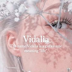 a woman's face with the words vidalia on it