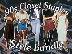 Please read full description before purchasing!  Ahh, the 90s. Fashion in the 90s was simple, comfortable, and high quality. Closet staples such as jeans, denim shorts, baggy t-shirts, button up shirts, blazers, denim and leather jackets, pleated skirts, and basic dresses and skirts were all you needed to look and feel your best. Get back to the 90s with this 90s closet staples style bundle!  What you will receive: One fully styled outfit includes 2-3 pieces of vintage 90s themed clothing and 1- Iconic 90s Outfits Black Women, 90s Theme Outfits, Denim On Denim Outfit 90s, Real 90s Fashion, 90s Theme Party Outfit Women, 90s Outfits Women, Fashion In The 90s, 90s Fashion Outfits 1990s Style, Late 90s Fashion