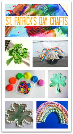 st patrick's day crafts for kids with pictures of shamrocks and rainbows