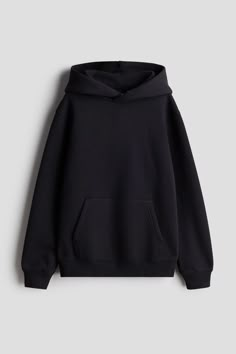 Sweatshirt hoodie in cotton-blend fabric with a soft  brushed inside. Double-layered  wrapover hood  dropped shoulders  long sleeves  and a kangaroo pocket. Ribbing at cuffs and hem. Christmas Wishlist Accessories, Wishlist Ideas Under $10, Black Hoddies Outfits Women, H&m Clothes Women, Black Sweatshirt Aesthetic, H&m Clothes, Black Wishlist, Black Hoodie Aesthetic, Popular Sweatshirts