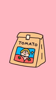 an illustration of a bag with the words tomato on it and a woman's face in