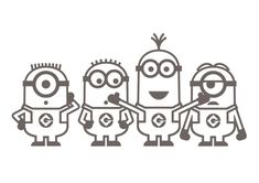 three minion characters with one pointing at the other's head and holding hands