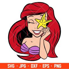 the little mermaid is smiling and holding a star in her hand