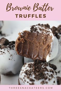 chocolate brownie batter truffles with white frosting