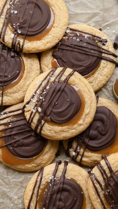 chocolate covered cookies with peanut butter and drizzled on top