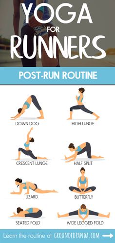 a woman doing yoga poses for runners with the text,'how to do yoga for runners