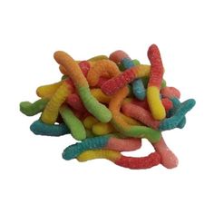 a pile of candy worms sitting on top of each other