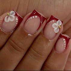 Short Red French Nails, Hard Nails, Spring Nail Designs, Brighter Days, Bling Acrylic Nails