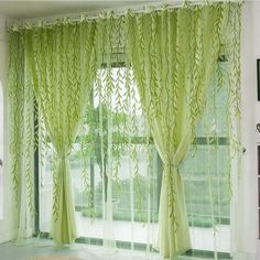 Colorful Flower Print Scarf Sheer Voile Door Window Balcony Curtain Drape Panel Tulle Valances 100% Brand New and high quality Sheer Voile, Beautiful and Pastoral Style Curtain Drape Valances best for window, room, door ect. Material: Voile Curtain Color: as picture show . Fit Rod Pocket: 4cm/1.57" or less Size : 1M/39.4'' (W) X 2M/78.8"(L) 1M/39.4'' (W) X 2.7M/106""(L) Note: you may need two pcs Package Include: 1X Sheer Curtain Panel Washing Care: Not suitable for washing. If over time the dus Window Treatments Bedroom, Tulle Curtains, Green Curtains, Floral Curtains, Window Room, Living Room Windows, Dream Room Inspiration, Curtain Patterns, Bedroom Green