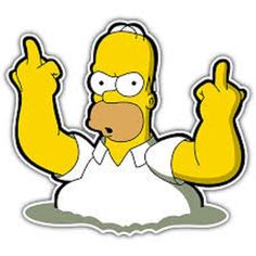 the simpsons character is making an obscene gesture