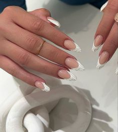 Nails Almond Acrylic, Almond Acrylic, Milky Nails, Romantic Nails, French Tip Acrylic Nails, Casual Nails, Classy Acrylic Nails, Acrylic Nails Coffin Pink, Almond Acrylic Nails