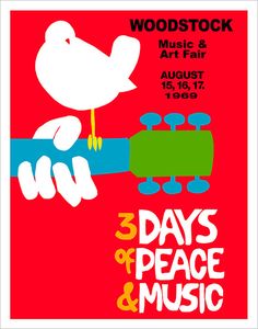 a poster for the 3 days of peace and music festival