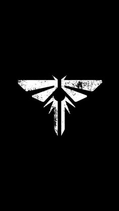 the last of us firefly logo on a black background with grungy paint