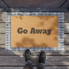 The "Go Away" Doormat: Because Sometimes, Less is More Welcome? Not so much. Meet our "Go Away" doormat - the perfect solution for when you want to be left alone but in style. It's not just a doormat; it's a lifestyle statement for the introverts, the bookworms, or anyone who just wants a bit of peace and quiet. WHY THIS DOORMAT IS UNIQUELY AWESOME * Just the Right Size: Each mat measures 24" x 16" (61cm x 40.6cm), big enough to be noticed, small enough to not trip over while you're avoiding gue Funny Welcome Mat, Beer Gift, Entryway Mats, Christmas Doormat, Coir Mat, Custom Mats, Funny Doormats, Coffee Gift, Housewarming Present