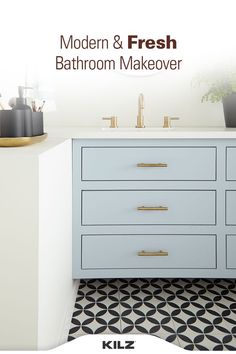 modern and fresh bathroom makeover with kiltz