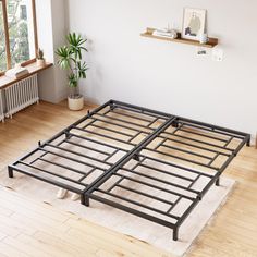 the bed frame is made up and ready to be used