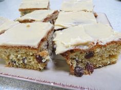 several pieces of cake sitting on top of a plate