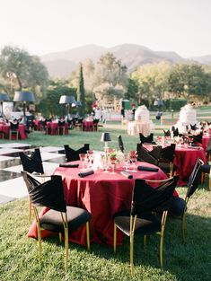 tables and chairs set up for an outdoor event