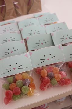 candy candies in bags with cat faces on them