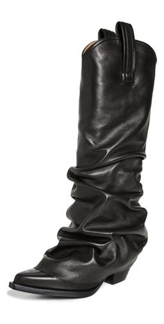 Black Leather Boots, Stacked Heel, Leather Glove, Cowboy Boots, Calf Skin, Cowboy, Black Leather, Italy, Boots