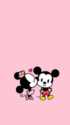 mickey and minnie mouse wallpaper with pink background