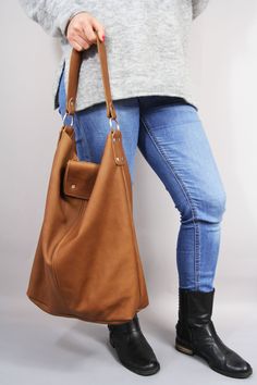 "Oversized bag - large leather tote bag -XXL handbag BROWN LEATHER BAG Height: 46 cm / 18.2\" Width: 43 cm / 17\" Width at the base: 32 cm / 12.6\" Min handle drop: 20 cm / 10.2\" Length of handle: 44 cm / 17.3\" Long strap: max 110 cm / 43.5\" Depth: 13 cm / 5.1\" Large and stylish tote bag made from high quality leather. Spacious interior provides room for all the daily essentials and more. This bag is perfect as your everyday bag, which can fit an IPAD, A4 files, books, magazines, cosmetic ba Large Satchel Shoulder Bag For Everyday Use, Large Brown Satchel For Everyday Use, Brown Large Satchel For Everyday Use, Large Rectangular Shoulder Bag For Everyday Use, Large Rectangular Leather Bag, Everyday Large Brown Satchel, Everyday Use Large Rectangular Shoulder Bag, Large Double Handle Hobo Bag For Daily Use, Large Brown Bag For Everyday Use