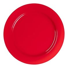 an empty red plate on a white background