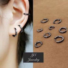 Womens Small Black Round Huggie Hoop Earrings Surgical Steel Trendy Jewelry Men | eBay Small Black Hoop Earrings, Tomboy Earrings, Tomboy Girls, Earrings Trendy, Jewelry Men, Daily Jewelry, Earrings Women, Black Earrings, Men's Necklace