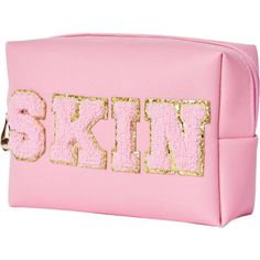 The Preppy Makeup Bags Adopt Soft White And Pink Color, And Has A Big “Hair” Letter With Gold Trim Is Stuck In The Middle Letter In The Center. It Exudes An Overall Sophisticated And Refined Look. Measuring At 7.4*2.7*5.3 Inches (Length*Width*Height), This Cosmetic Bag Is The Perfect Size For Carrying A Variety Of Essentials, Such As Cosmetics, Mobile Phones, Wallets, Keys, And More. It's Small, Light, And Easy To Carry, Making It An Ideal Addition To Your Suitcase Or Backpack For Travel Or Dail Preppy Makeup Bag, Skincare Bag, Makeup Bag Pink, Preppy Makeup, Leather Makeup Bag, Travel Makeup Bag, Makeup Bag Organization, Bags For Teens