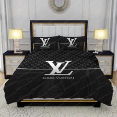 the louis vuitton bedding set is black and white