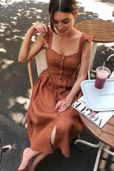 Minimal Stil, Linen Sundress, Fest Outfits, Gaun Fashion, Graduation Dresses, K Fashion, White Dress Summer, Linnet, 가을 패션