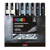 an assortment of pens and inks in a display case with the word posca on it