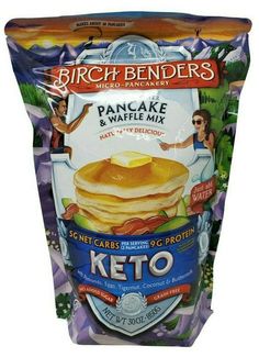 a bag of keto pancakes on a white background