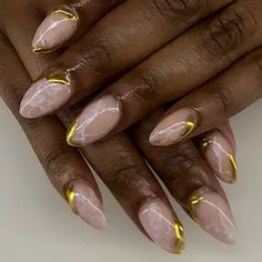 18 Gold French Tip Nail Ideas That Feel Luxurious and Elevated Simple Marble Nails, Marble Nails With Gold, Nails With Gold Accents, Tip Nail Ideas, French Tip Nail Ideas, Jersey Nails, Classic Nail Designs, Simple Marble, Gold French Tip