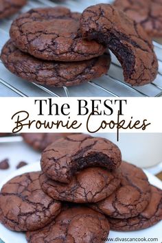 the best brownie cookies are made with chocolate crinkle cookie dough and then baked in an oven